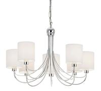 Loops Multi Light Ceiling Pendant 7 Bulb Chrome & White Shade Chandelier Modern Lamp Loops White