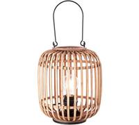 Loops Natural Bamboo & Plywood Table Lamp - Matt Black Paint Shade - 270mm Tall Light - 10W Led E27