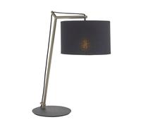 Loops Nickel Plated Angular Table Lamp Light - Black Base & Cotton Shade - Desk Light in Metallics Loops Metallics