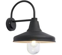 Loops Non Automatic Outdoor Wall Light - Textured Black & Glass Shade - IP44 Rated