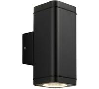 Loops Non Automatic Up & Down Outdoor Wall Light - Textured Black & Glass Diffuser