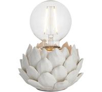 Loops Oatmeal Crackle Glaze Table Lamp - Antique Brass Plate Shade - 100mm Tall Light - 10W Led E27