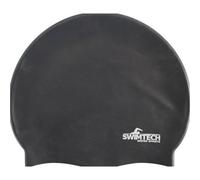 Loops One Size Silicone Swim Cap - Black - Comfort Fit Unisex Swimming Hair Hat