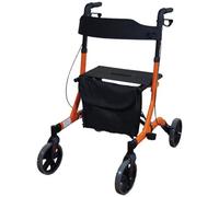 Loops Orange Deluxe Ultra Lightweight Aluminium 4-Wheeled Rollator Walker For Easy Mobility