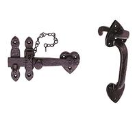 Loops Ornate Thumb Latch Door Handle Set for Outdoor Gates - Black Antique Finish | Traditional Thumb Latch - Suitable for External Doors and Gates - Garden Gate Handles