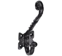 Loops Ornate Twisted Hat & Coat Hook on Butterfly Backplate 82mm Proj Black Antique Loops Black
