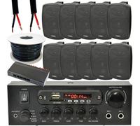 Loops Outdoor Bluetooth Speaker Kit 10X 60W Black Stereo Amp 5 Zone Garden Parties