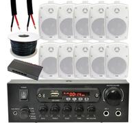 Loops Outdoor Bluetooth Speaker Kit 10X 60W White Stereo Amp 5 Zone Garden Parties