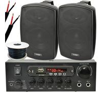 Loops Outdoor Bluetooth Speaker Kit 2X 60W Black Stereo Amplifier Garden Bbq Parties