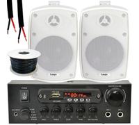 Loops Outdoor Bluetooth Speaker Kit 2X 60W White Stereo Amplifier Garden Bbq Parties