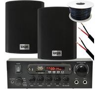 Loops Outdoor Bluetooth Speaker Kit 2X Black Karaoke Stereo Amp Garden Bbq Parties