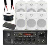 Loops Outdoor Bluetooth Speaker Kit 6X 60W White Stereo Amplifier Garden Bbq Parties
