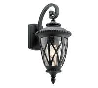 Loops Outdoor IP44 1 Bulb Wall Light Lantern Textured Black LED E27 60W d01590 Loops Black