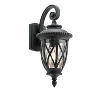Loops Outdoor IP44 1 Bulb Wall Light Lantern Textured Black LED E27 60W d01591 Loops Black