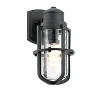 Loops Outdoor IP44 1 Bulb Wall Light Lantern Textured Black LED E27 60W d01820 Loops Black
