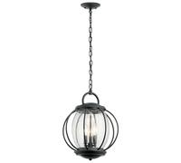 Loops Outdoor IP44 3 Bulb Chain Lantern Light Textured Black LED E14 60W Loops Black