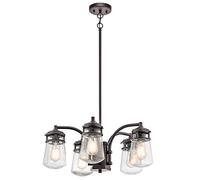 Loops Outdoor IP44-5 Bulb Chandelier Hanging Pendant Light - Architectural Bronze - LED E27 75W Bulb - Outside - External - Exterior