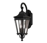 Loops Outdoor IP44 Twin Wall Light Sconce Black LED E14 60W Bulb Outside External Loops Black