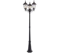 Loops Outdoor Lantern Lamp Post Matt Black & Glass 2.3m Tall 3 Light Garden Bollard Loops Black
