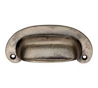 Loops Oval Plate Cabinet Cup Handle 106 X 44.5mm 87mm Fixing Centres Pewter