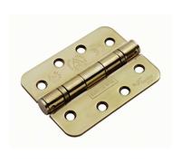 Loops PAIR 102 x 76 x 3mm Ball Bearing Hinge Rounded Stainless Brass Interior Door in Metallics Loops Metallics