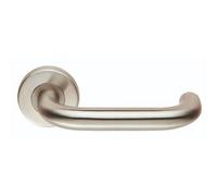 Loops Pair 19mm Round Bar Safety Handle On Round Rose Concealed Fix 201 Satin Steel