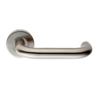 Loops PAIR 19mm Round Bar Safety Lever on Slim Round Rose Concealed Fix Satin Steel in Metallics Loops Metallics