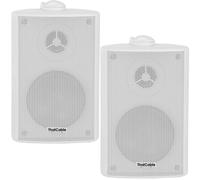 Loops (PAIR) 2x 3" 60W White Outdoor Rated Speakers Wall Mounted HiFi 8Ohm & 100V Loops White
