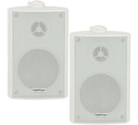 Loops (Pair) 2X 4" 70W White Outdoor Rated Speakers Wall Mounted Hifi 8Ohm & 100V
