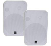 Loops (PAIR) 2x WHITE 6.5” 200W Stereo Loud Speakers & Wall Mounting Brackets -8Ohm Low Impedance- 2-Way Hi-Fi Background/Surround Sound Powerful MOISTURE RESISTANT Speaker Set - 27cm x 18cm