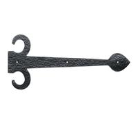 Loops PAIR 305mm Ornate Sword Hinge Front Black Antique Decorative Door Plate Loops Black