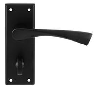 Loops Pair Angular Lever On Bathroom Backplate Door Handle 150 X 50mm Matt Black