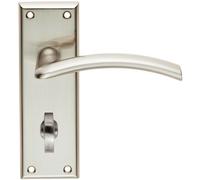 Loops PAIR Arched Lever on Bathroom Backplate Door Handle 150 x 50mm Satin Nickel in Metallics Loops Metallics