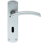 Loops PAIR Arched Lever on Lock Backplate Door Handle 170 x 42mm Satin Chrome Loops Multicolor