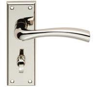 Loops Pair Chunky Curved Bathroom Door Handle Backplate 150X50mm Polished Nickel