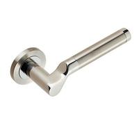 Loops PAIR Cranked Round Bar Lever on Round Rose Concealed Fix Polished Satin Steel in Metallics Loops Metallics