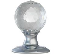 Loops PAIR Crystal Mortice Round Door Knob 65mm Diameter Polished Chrome Rose Loops Multicolor