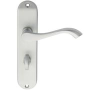 Loops PAIR Curved Handle on Chamfered Bathroom Backplate 180 x 40mm Satin Chrome Loops Multicolor