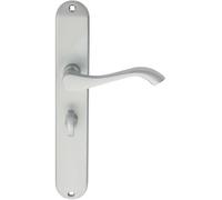 Loops PAIR Curved Handle on Long Slim Bathroom Backplate 241 x 40mm Satin Chrome Loops Multicolor