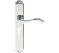 Loops PAIR Curved Lever on Long Slim Euro Lock Backplate 241 x 40mm Polished Chrome Loops Multicolor