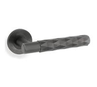 Loops Pair Diamond Lever On Round Rose Door Handle - Dark Bronze Concealed Screw