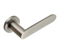 Loops PAIR Flat Faced Straight Handle on Round Rose Concealed Fix Satin Steel in Metallics Loops Metallics