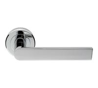 PAIR Flat Rectangular Bar Handle on Round Rose Concealed Fix Polished Chrome
