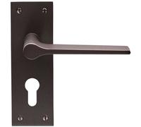 Loops PAIR Flat Straight Handle on Slim Euro Lock Backplate 150 x 50mm Matt Bronze Loops Multicolor