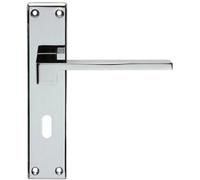 Loops Pair Flat Straight Lever On Lock Backplate Door Handle 180X40mm Polished Chrome