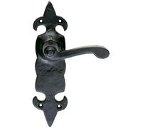 PAIR Forged Scroll Lever Handle on Latch Backplate 206 x 57mm Black Antique