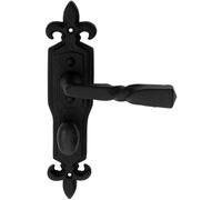 PAIR Forged Twisted Ornate Lever on Bathroom Backplate 226 x 50mm Black Antique