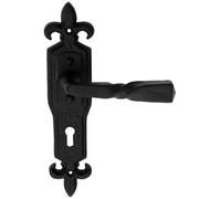 Loops PAIR Forged Twisted Ornate Lever on Lock Backplate 226 x 50mm Black Antique Loops Black
