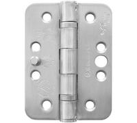 Loops Pair Grade 13 Ball Bearing Security Hinge Radius - 102 X 76mm Satin Steel