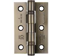 Loops Pair Grade 7 Ball Bearing Hinge - 76 X 51mm Antique Brass Interior Door Fixing